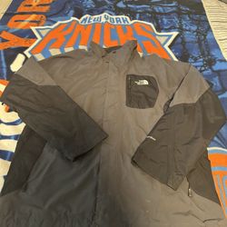 The North Face Jacket Mens Large Gray Black Winter Hyvent Windbreaker Nylon