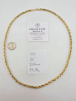 10k gold 26" 5mm rope chain