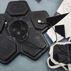 Music Boxing Machine, Wall Mounted One Punch Boxing Machine, Boxing Training Punching Equipment, Smart Boxing Pad with LED Light and Music for Kids, A