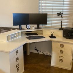 White Pottery Barn Bedford Corner Desk