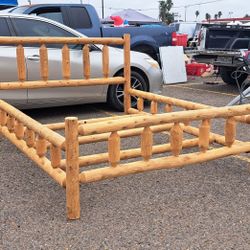 queen rustic log bed frame 