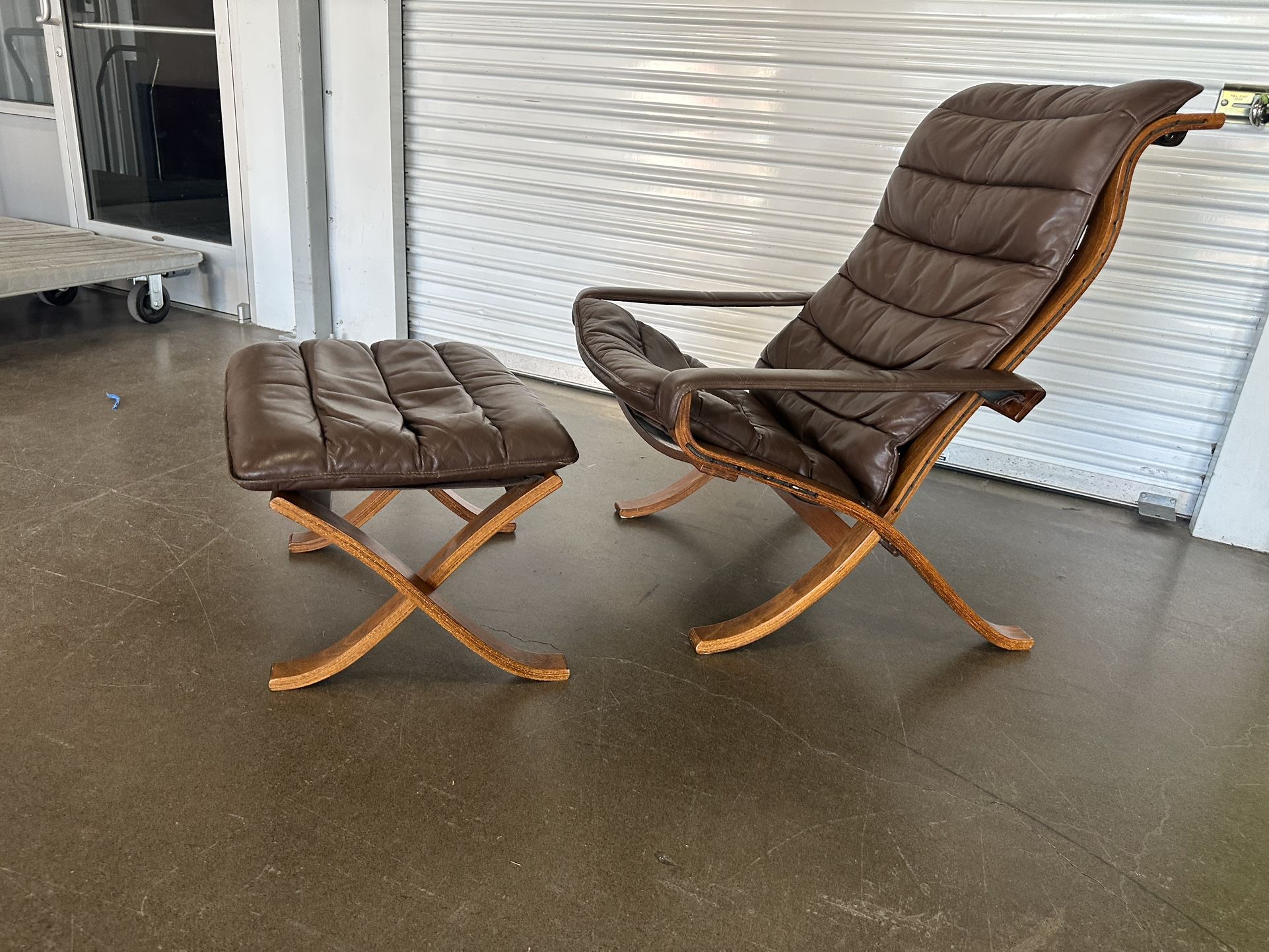 Vintage Leather chair and ottoman