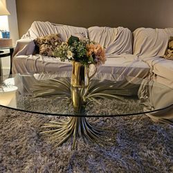 MARVELOUS Mid Century Hollywood Regency Coco Chanel Coffee Table Sheaf of Wheat