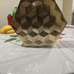 Vivience Gold Hexagon Vase 