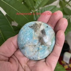Amazonite & Smoky Quartz Palm Stone from Madagascar 96g Over 2in