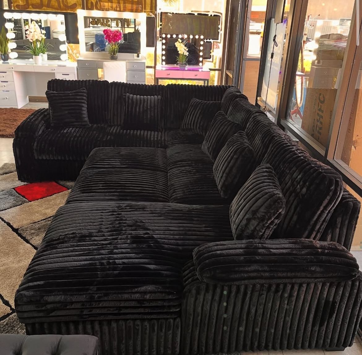 Brand New Super Plush Corduroy Pullout Sectional Set