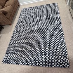 West Elm Stamped Dot Floor Rug 9’ X 6’ Blue and White 100% Nylon