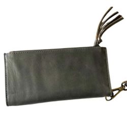 Grey Distressed Leather Clutch Wallet 