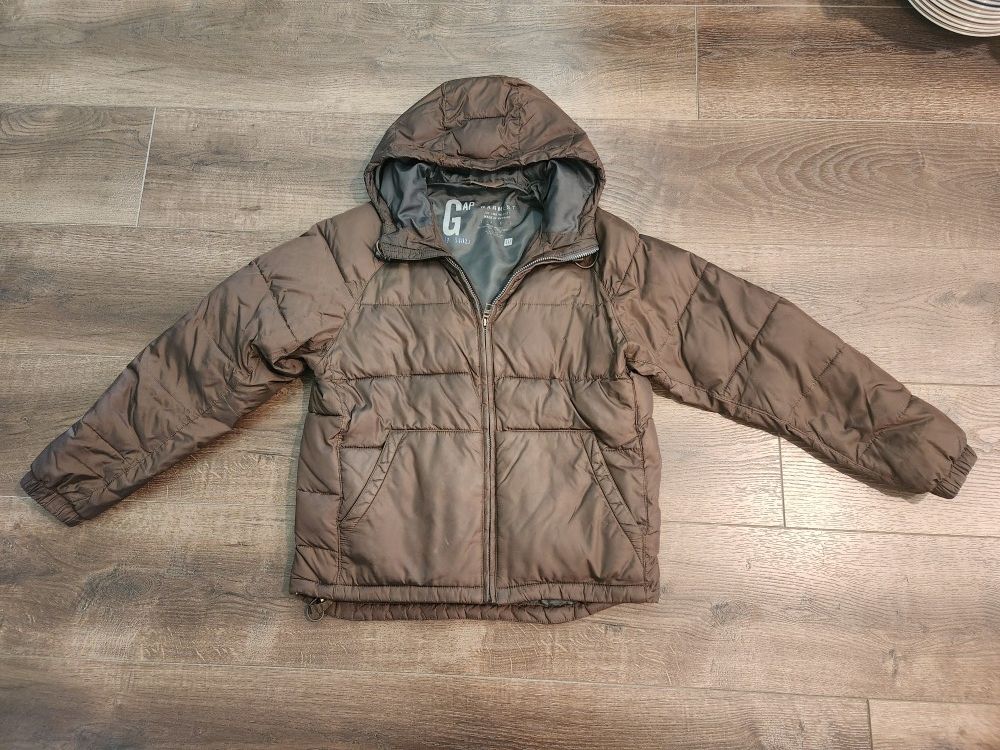 Men's Gap puffer coat with a hood, Brown, size M, good condition 