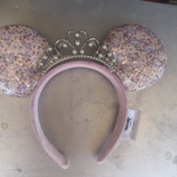 Disney Parks Pink Sequin Princess Tiara Ears Headband