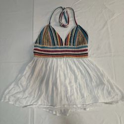 Elan Women’s Large Halter Top White Multicolor