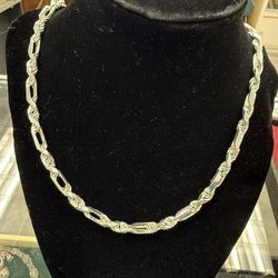 925 Solid Rhodium Finish Sterling Silver Mailano Linked Chain 26 in