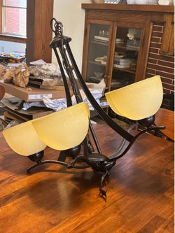 5 Light Chandelier with Frosted Glass Shades
