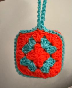 Granny square pouch charm