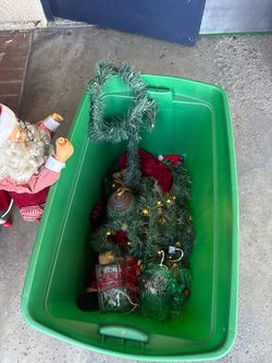 Christmas Decorations Lot with Storage Bin