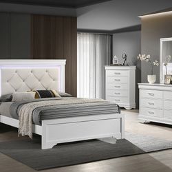 Queen Size Bed Frame Mattress Included. New In A Box. Led Light. Preciosa Cama Y Colchon Incluido Nueva En Caja Con Luz De Led