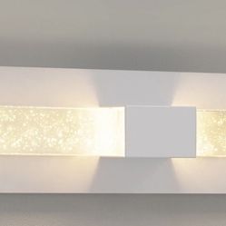 NEW! 2 Modern 19” LED Wall Sconces 10W Bubble Crystal Dimmable Lighting for Home- White/Gold