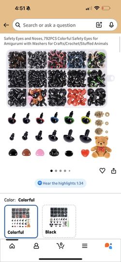 Safety Eyes & Noses Kit for Crafts / Amigurumi – Large Variety Set