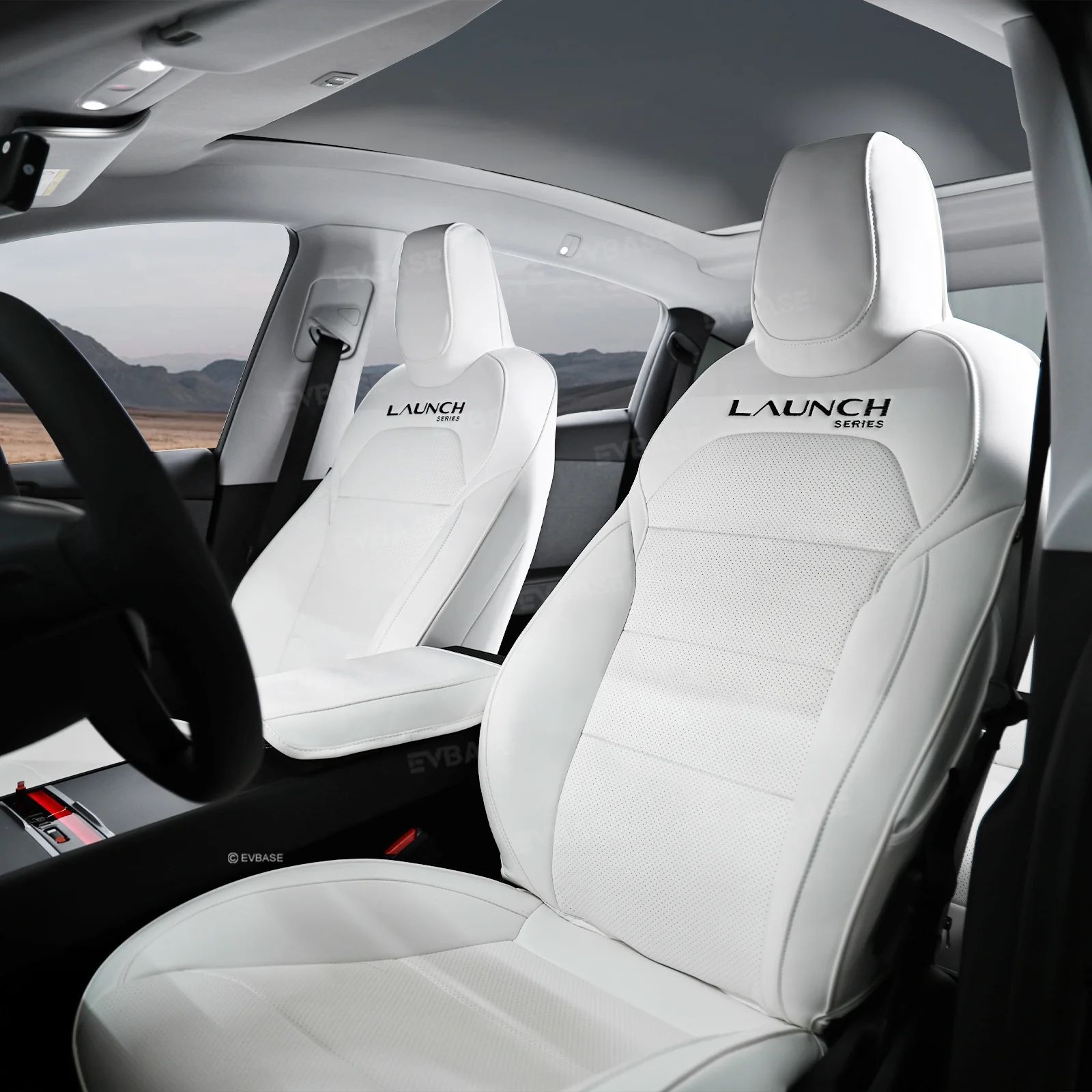 EVBase Tesla Launch Edition White Seat Covers
