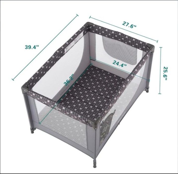 Pamo Babe Portable Crib Baby Playpen with Mattress and Carry Bag – Grey !!!!