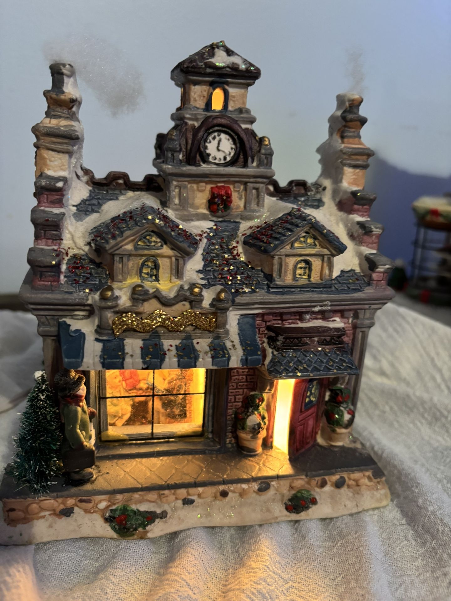 Lighted Vintage Christmas Village Perfect Condition 
