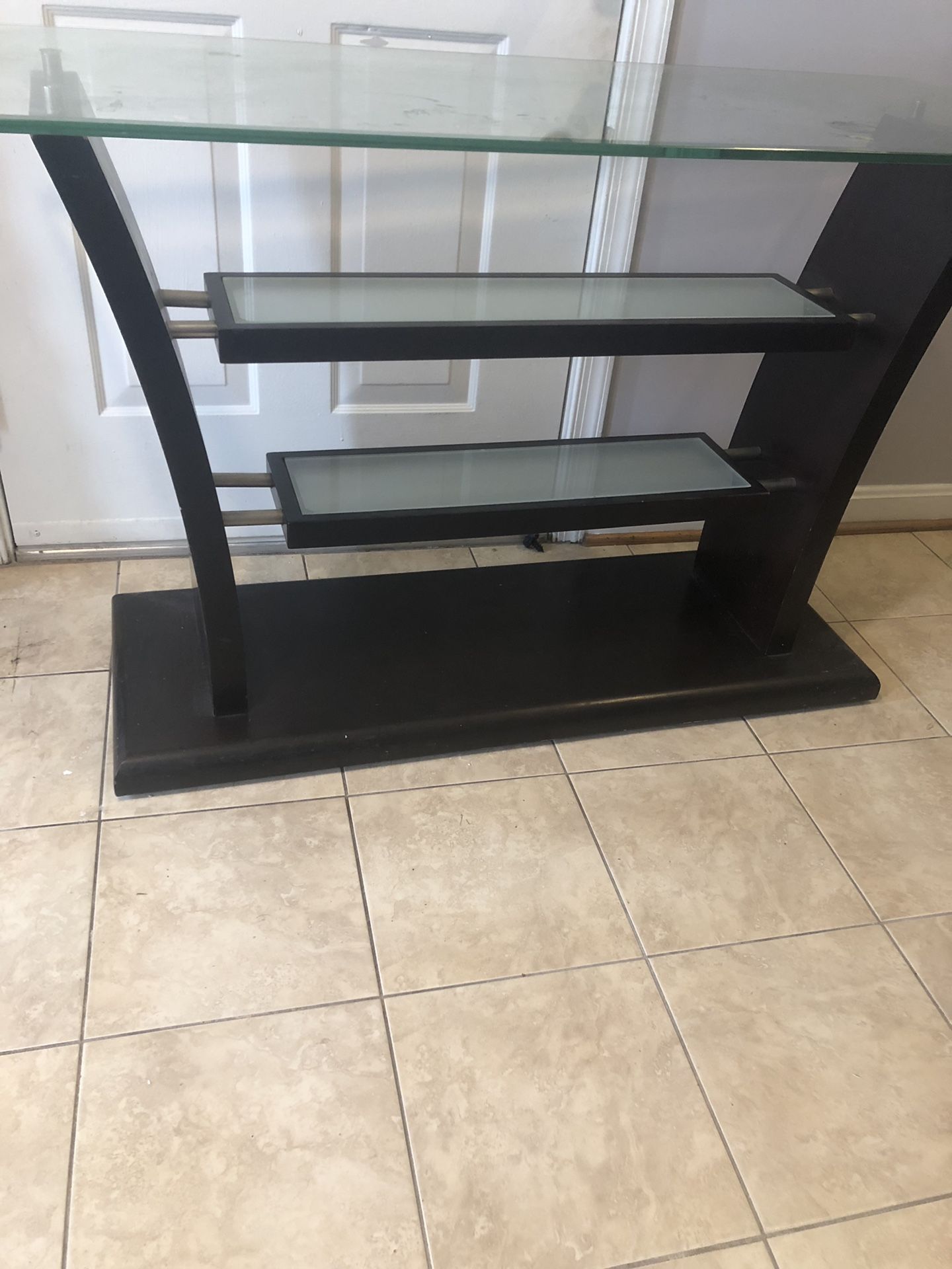 Glass and expresó wood console table