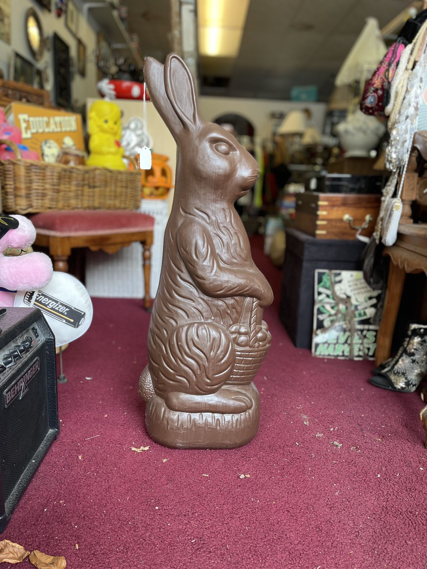 Vintage 1993 Blow Mold Chocolate Rabbit Bunny Signed By Don Featherston
