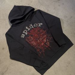 Spider Black Rhinestone Hoodie Size Medium