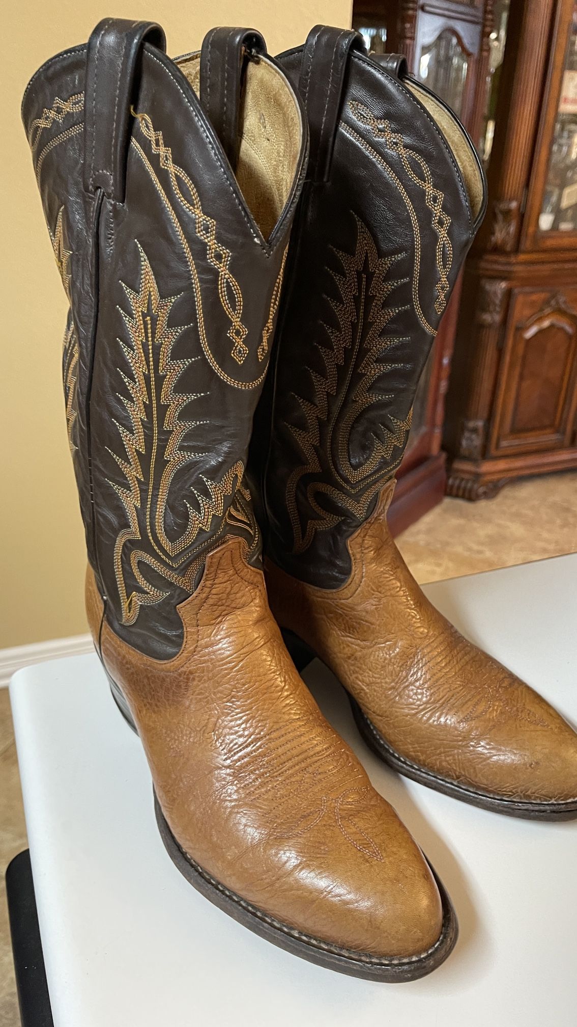 Tony Lama 6532 Western Cowboy Boots Brown Leather Men's Size 8.5D