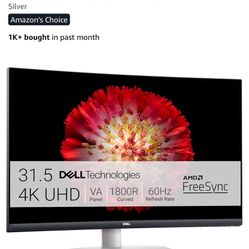 Used Dell S3221QS 32 Inch Curved 4K UHD (3840 x 2160), VA Ultra-Thin Bezel Monitor,