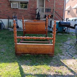 Old Vintage Full Size All Wood Bed Frame 