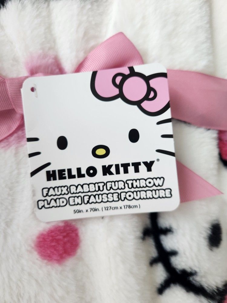Hello Kitty Faux Rabbit Fur Throw * New*