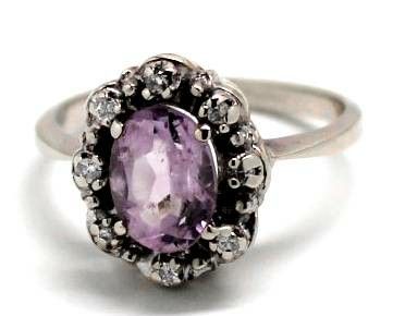 Ladies Amethyst/14K White Gold Birthstone Ring