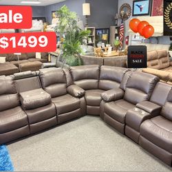 Reclining Sectional On Sale 🚨 Available In Black 