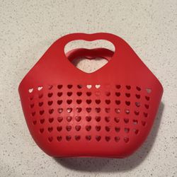 Target Bullseye Playground Valentines Basket Red Hearts Plastic Tote Bag 