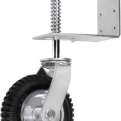 8" inch Flat-Free Tire Gate Wheel Spring Suspension Heavy Duty Spring-Loaded Wood & Chain-Link Gate Caster Wheel 200lb Capacity Fence Wheel

