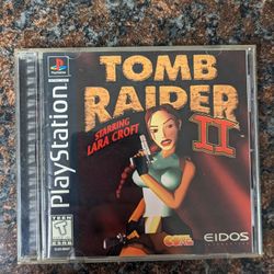 Playstation 1 Tomb Raider 2, Black Label 1998, complete in box with manual