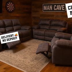 Plush Movie Theater Recliner, Set Couch And Loveseat ( No Chair)