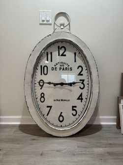 Large Antique-Style “Antiquité De Paris” Wall Clock – Battery Operated