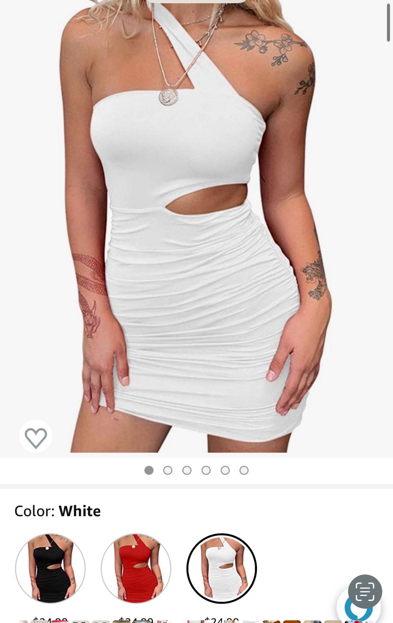 NEW Women’s White One Shoulder Bodycon Dress Size Large