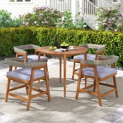 Solid Wood Outdoor Dining Table Patio Furniture Set