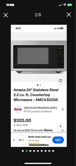 Paid $418 Amana 24" Stainless Steel 2.2 cu. ft. Countertop Microwave - AMC4322GS