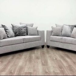 Sliver Living Room Sofa & Loveseat Brand New ,Free delivery same day $49 Down Payment 