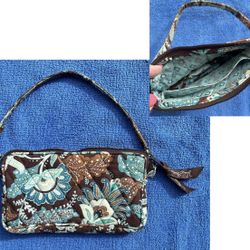 Vera Bradley Teal Clutch W/ Wrist Strap
