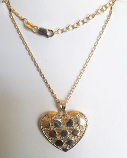 925 real silver heart necklace gold rhodioum 16" 18"