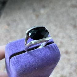 Vintage Sterling Silver Ring With Black Onix Size 9