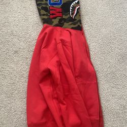 Red BAPE Shark Full Zip Hoodie