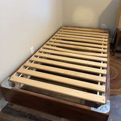 Solid Wood MCM Style Twin Bed Frame