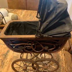 Wicker Antique Stroller 16" Doll Buggy