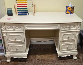 White French Provincial Pedestal Desk